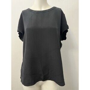 Cuyana Short Sleeve Top L Black Silk office professional corporate quiet luxury